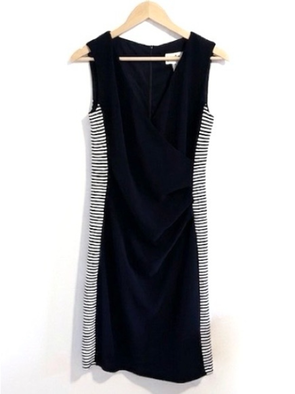 Joseph Ribkoff Faux Wrap Sheath Dress Ruched Navy Cocktail Office Women’s 8 - Picture 2 of 8
